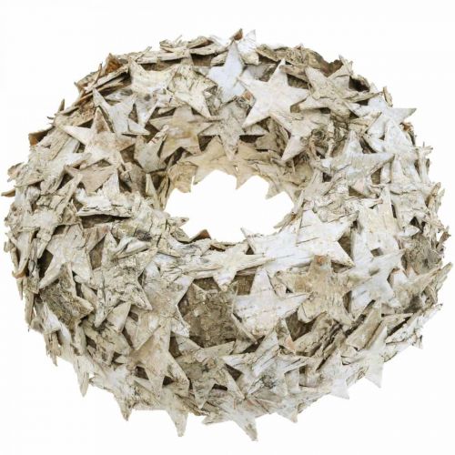 Floristik24 Dekoration krans stjerner birk bark bord dekoration advent birk Ø25cm