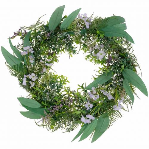Dekorativ krans eukalyptus, bregne, blomster Kunstig krans Bordkrans