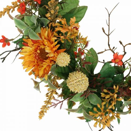 Floristik24 Efterårskrans Silkeblomster Gul Gerberatidselvægkrans Ø42cm