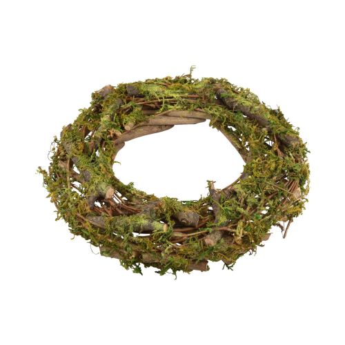 Floristik24 Krans naturlig krans trækrans grene mos glitter Ø28cm