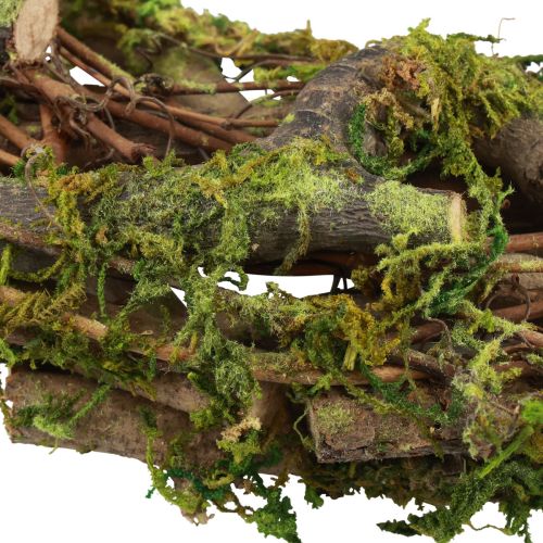 Floristik24 Krans naturlig krans trækrans grene mos glitter Ø28cm