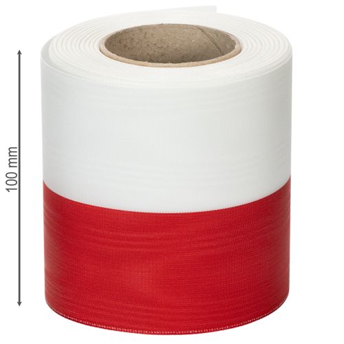 Artikel Moiré hvid-røde kransbånd 100 mm