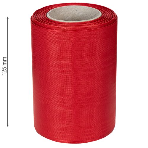 Artikel Rødt kransbånd 125 mm x 25 m - Bånd til begravelsesblomster, tekst og dekoration