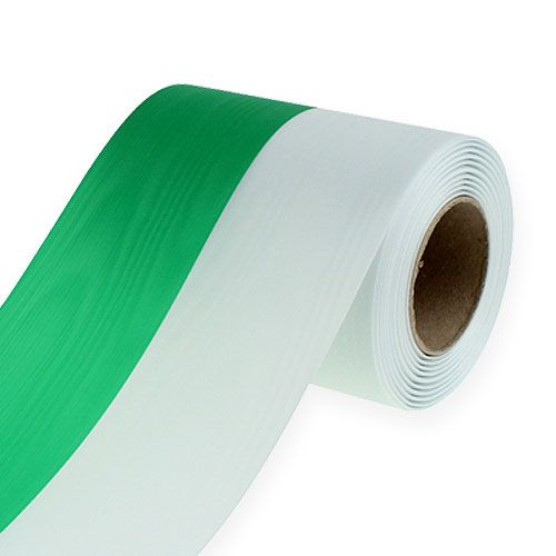 Artikel Kransbånd moiré grøn-hvid 125mm 25m
