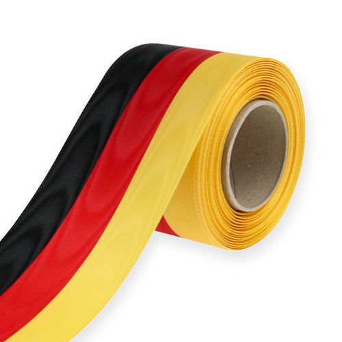 Kransbånd moiré sort-rød-guld 75 mm