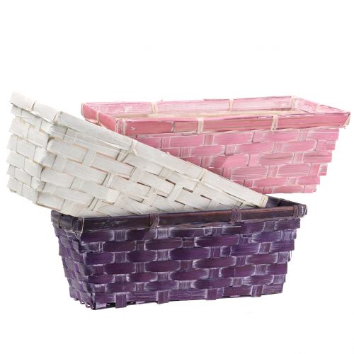 Floristik24 Chipkurv firkantet lilla/hvid/pink 6 stk