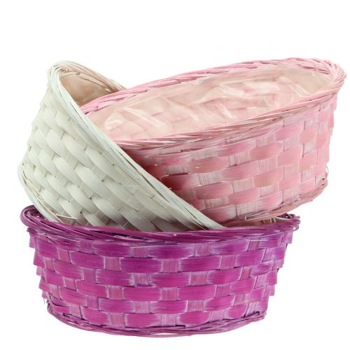 Floristik24 Chipkurv rund lilla/hvid/pink Ø25cm 6stk