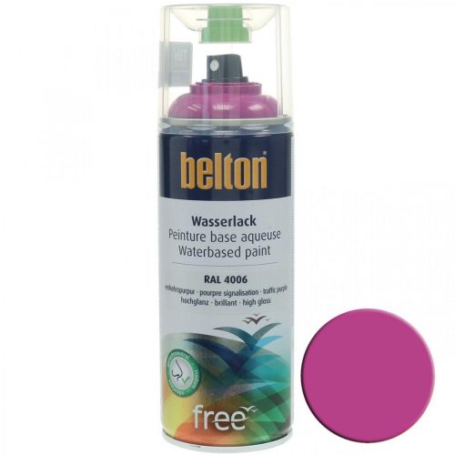 Floristik24 Belton fri vandbaseret maling pink trafiklilla højglans spray 400ml