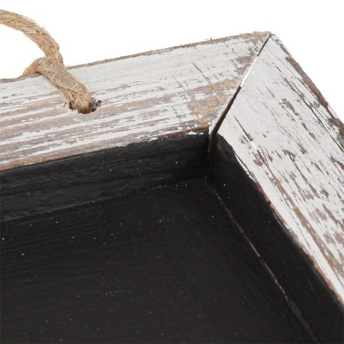 Artikel Tavle til ophæng vintage sort hvid 24,5×20cm 2stk