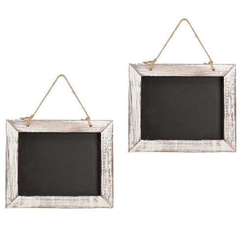 Artikel Tavle til ophæng vintage sort hvid 24,5×20cm 2stk
