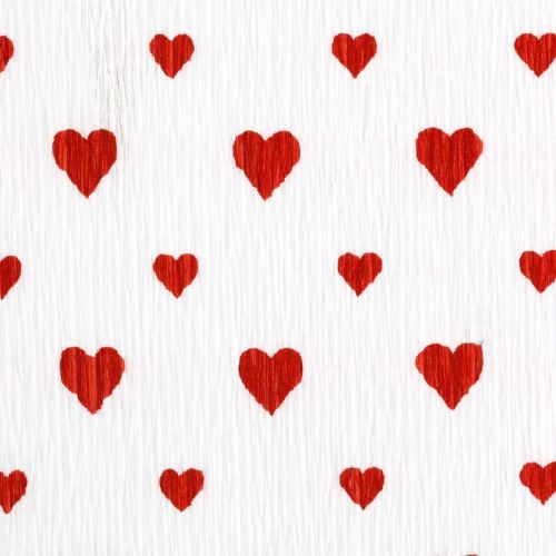 Crepepapir med hjerter Blomsterhandler Crepe Mors Dag Rød, Hvid 50×250cm