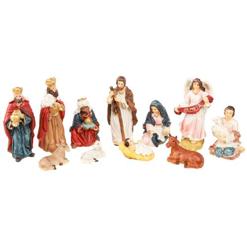 Artikel Nativity figurer sæt 11 farverige figurer håndmalede 3,5-9,5 cm