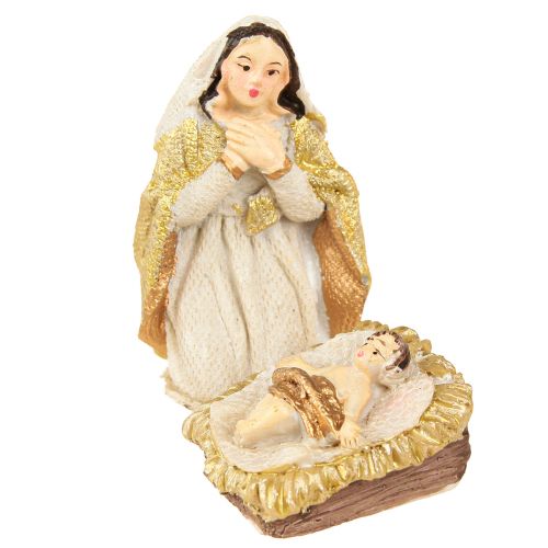 Artikel Nativity figurer sæt 8 figurer cremeguld håndmalet 6-12,5cm
