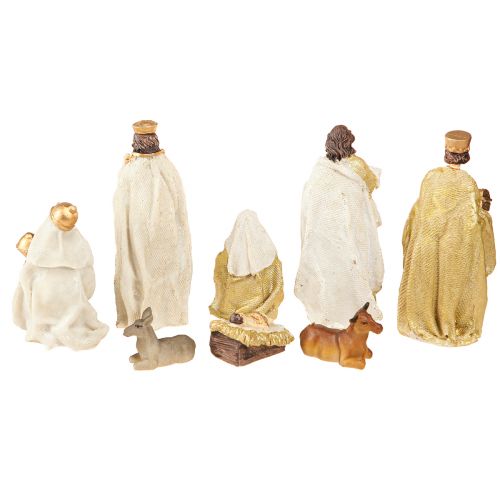 Artikel Nativity figurer sæt 8 figurer cremeguld håndmalet 6-12,5cm