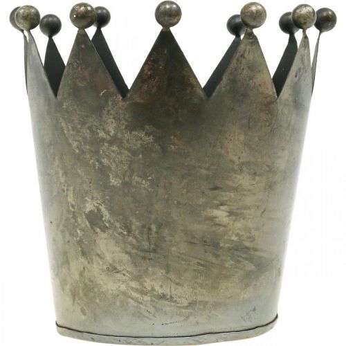 Artikel Deco krone antik look grå metal borddekoration Ø15cm H15cm