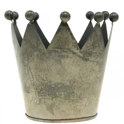 Artikel Deco krone antik look grå metal borddekoration Ø12,5cm H12cm