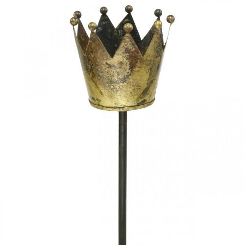 Fyrfadslysholder krone til pind messing Ø9,5cm H50cm