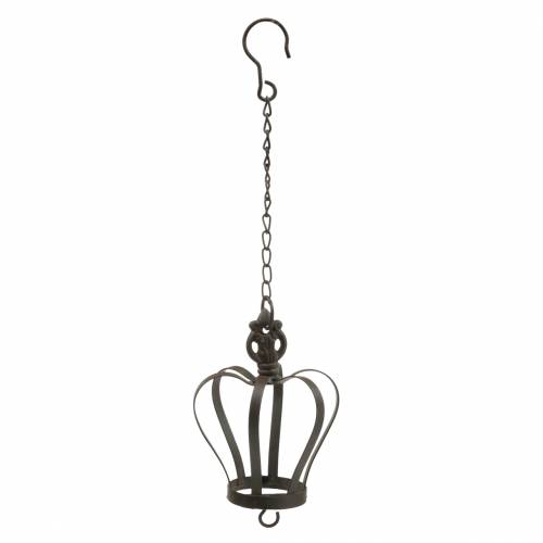 Artikel Metalkrone til at hænge med kroge rustbrun Ø11cm H17cm