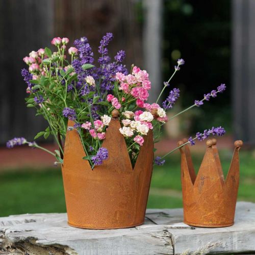 Floristik24 Krone lavet af metal rust dekoration til plantning patina Ø10,5cm H13,5cm