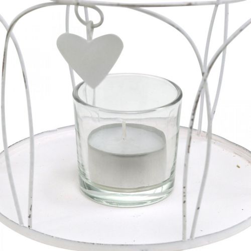 Artikel Krone med hjertedekor, fyrfadsstage, shabby chic hvid Ø19cm H28,5cm