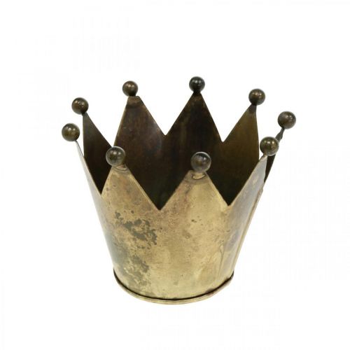 Artikel Crown metal antik look fyrfadsstage i messing Ø10cm H8cm