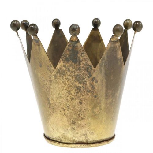 Artikel Crown fyrfadsstage metal antik messing look Ø12,5cm H11,5cm