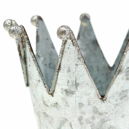 Floristik24 Dekorativ potte krone metal sølv Ø13,5cm H11,5cm 2stk