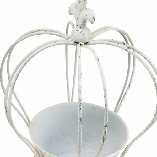 Floristik24 Krone med skål metal dekoration hvid H26cm