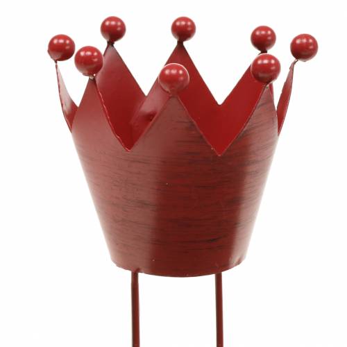 Floristik24 Lysestage krone til at klæbe rød Ø7,5cm H11cm