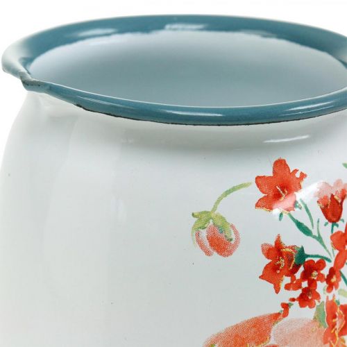 Floristik24 Dekorativ kande med vilde roser, emaljekande, metalvase vintage look H12.5cm