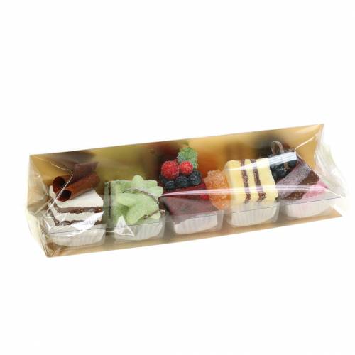 Floristik24 Kunstige kagestykker sorteret 4×4cm 5 stk