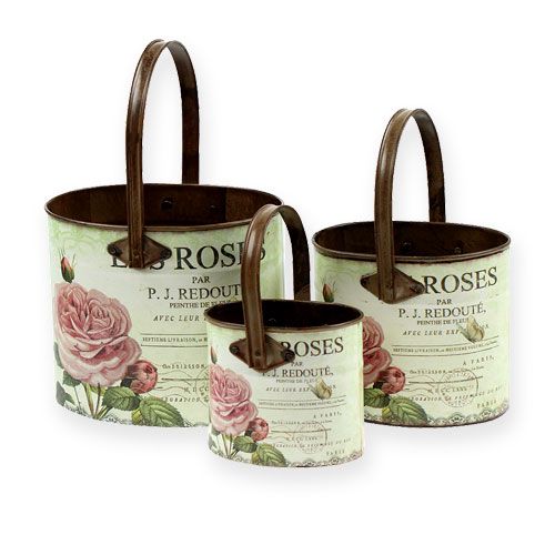 Floristik24 Dekorativt karbad sæt med håndtag, rose motiv 3stk