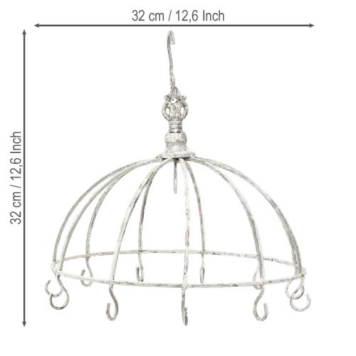 Artikel Køkken Krone Køkkenbøjle Metal Hvid Shabby Chic Ø31,5cm
