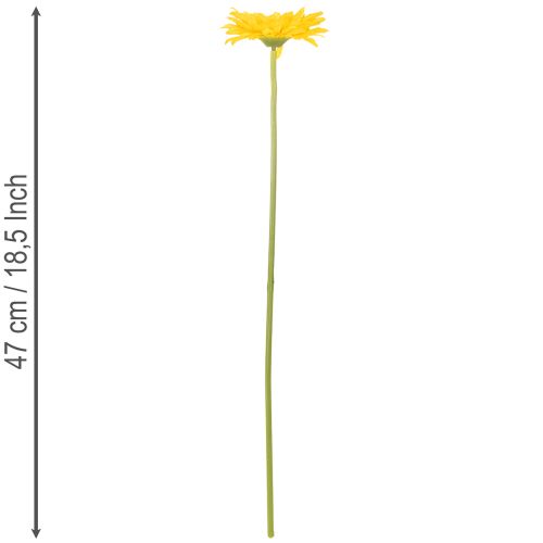 Kunstige Gerberablomster, Solgul, Haveblomst, 47 cm, 6 stk. | Floristik24.dk
