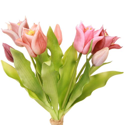 Kunstige Blomster Krone Tulipaner Lilla Lyserød 7 stk i bundt 34cm