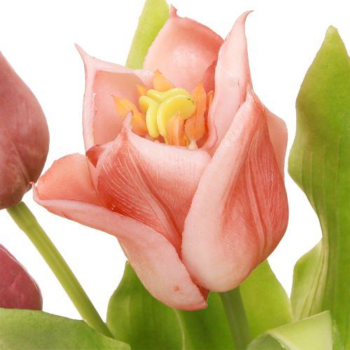 Artikel Kunstige Blomster Krone Tulipaner Lilla Lyserød 7 stk i bundt 34cm