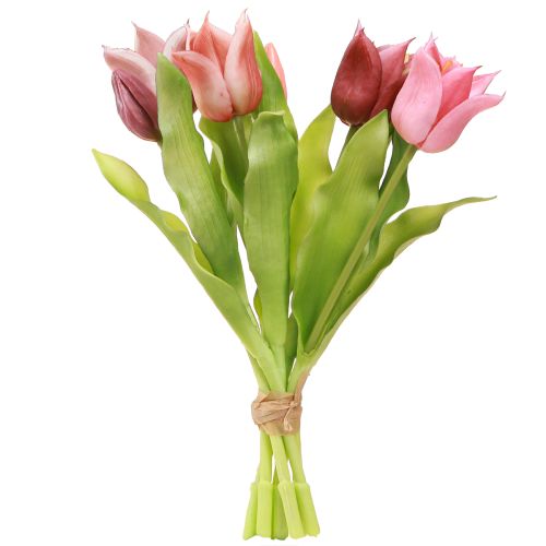 Artikel Kunstige Blomster Krone Tulipaner Lilla Lyserød 7 stk i bundt 34cm