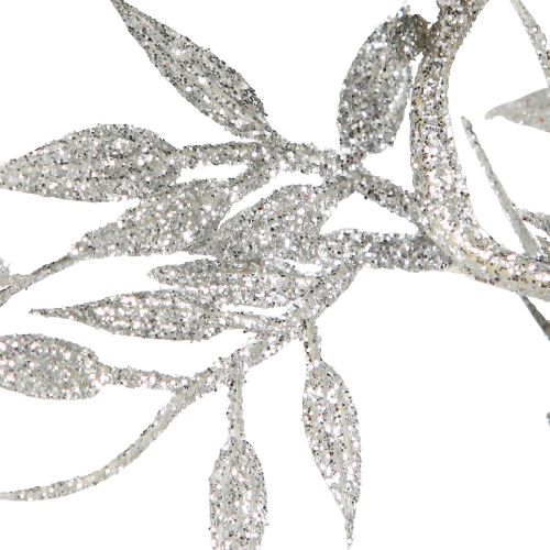 Floristik24 Kunstig guirlande sølv glitter bregneblad guirlande 180cm 3 stk