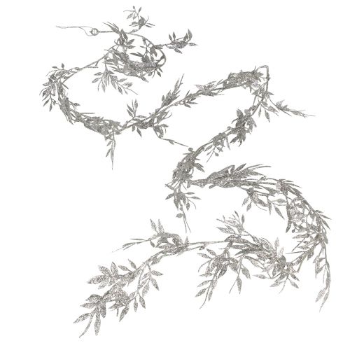 Artikel Kunstig guirlande sølv glitter bregneblad guirlande 180cm 3 stk