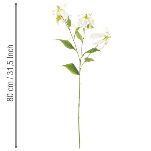 Kunstig Gloriosa-blomst, hvid og gul, elegant blomstrende gren til dekoration, 80 cm, 3 stk. | Floristik24.dk