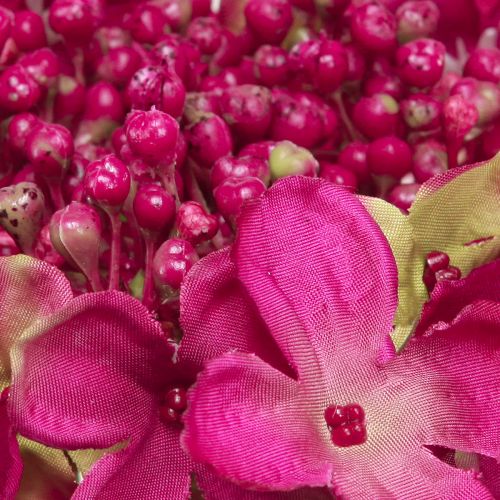 Artikel Kunstige Hortensiaer Pink Gren Blomsterblade 43cm 2stk