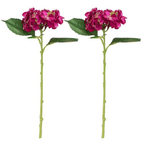 Artikel Kunstige Hortensiaer Pink Gren Blomsterblade 43cm 2stk