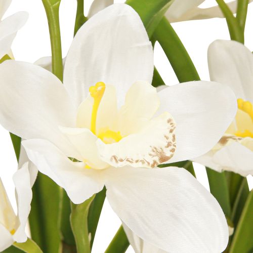 Artikel Kunstige orkideer i potte med hvide blomster H80cm