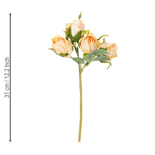 Artikel Kunstig blomsterrosebuket, realistisk dekoration til opholdsrum, 31 cm, 3 stk.
