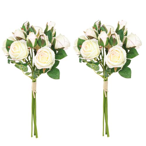 Artikel Kunstige Roser Kunstige Blomster Bunch Creme 36cm 12stk