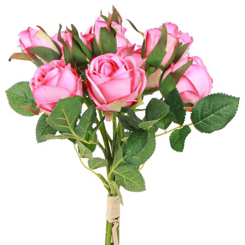 Floristik24 Kunstige roser i en bundt Kunstige blomster Pink 36cm 12stk