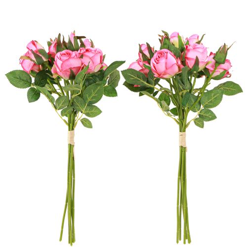 Artikel Kunstige roser i en bundt Kunstige blomster Pink 36cm 12stk