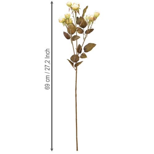 Artikel Kunstige roser visne Drylook 9 kronblade creme 69cm