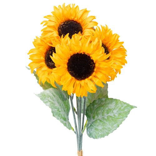 Floristik24 Kunstig solsikkedekoration med blade gul 58 cm 4 stk.