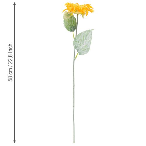 Artikel Kunstig solsikkedekoration med blade gul 58 cm 4 stk.
